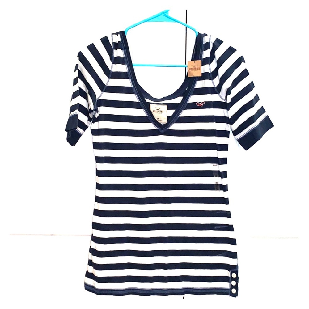 3/4 Sleeve Blue Striped Top